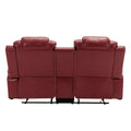 Home Theater Seating Manual Recliner Loveseat With Hide Away Storage, Cup Holders And Led Light Strip For Living Room, Wind Red Red Foam Faux Leather