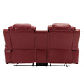 3 Pieces Recliner Sofa Sets Home Theater Seating Manual Recliner Chair With Center Console And Led Light Strip For Living Room, Wine Red Wine Red Foam Faux Leather