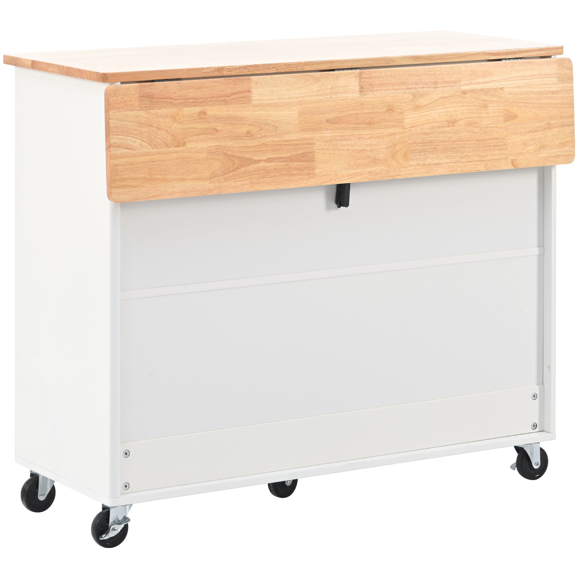 Kitchen Island With Drop Leaf, Led Light Kitchen Cart On Wheels With 2 Fluted Glass Doors And 1 Flip Cabinet Door, Large Kitchen Island Cart With An Adjustable Shelf And 2 Drawers White White