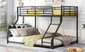 Metal Floor Bunk Bed, Twin Xl Over Queen, Black Black Metal