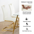 Modern Dining Chairs With Faux Leather Padded Seat Dining Living Room Chairs Upholstered Chair With Gold Metal Legs Design For Kitchen, Living, Bedroom, Dining Room Side Chairs Set Of 2 White Gold