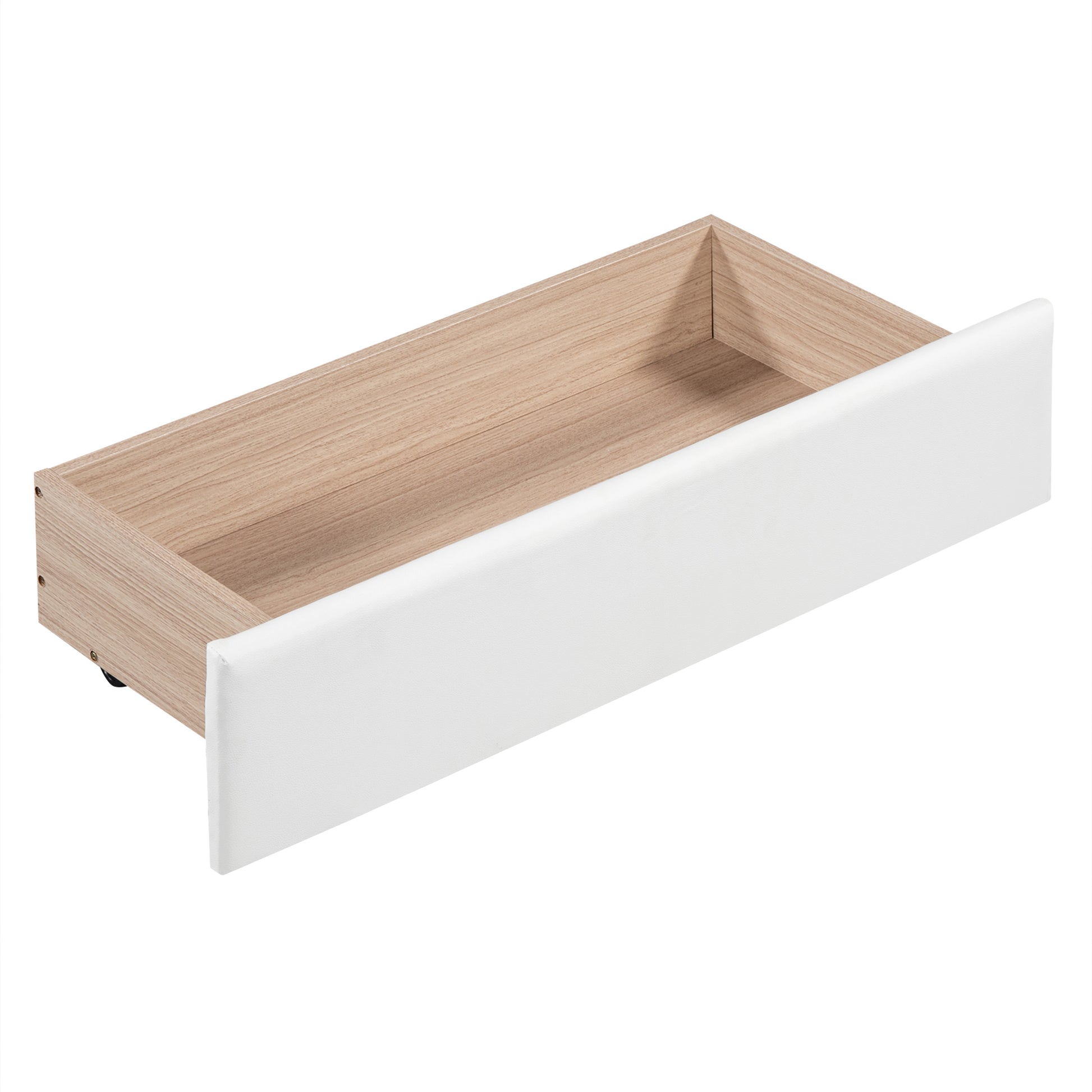Twin Size Pu Upholstered Tufted Daybed With Two Drawers And Cloud Shaped Guardrail, White Box Spring Not Required Twin White Wood Daybeds Faux Leather Upholstered