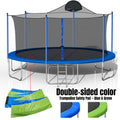 14Ft Trampoline For Adults & Kids With Basketball Hoop, Outdoor Trampolines W Ladder And Safety Enclosure Net For Kids And Adults,Double Side Color Cover Blue Metal