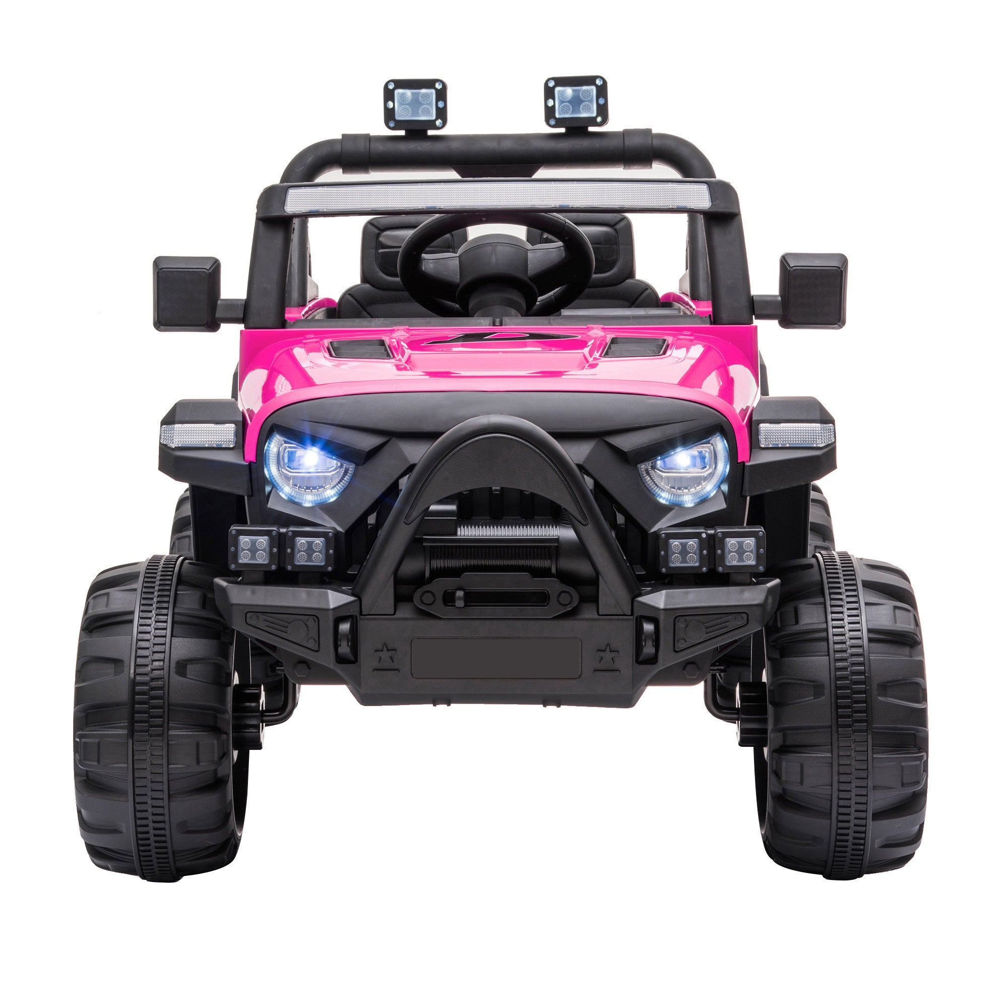 12V Electric Motorized Off Road Vehicle, 2.4G Remote Control Kids Ride On Car, Head Rear Lights, Music, Rear Spring Suspension,Rose Red Rose Polypropylene