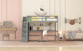 Full Size Loft Bed With Built In Desk, Bookshelves And Storage Staircase,Grey Old Sku:W504S00109 Full Grey Pine