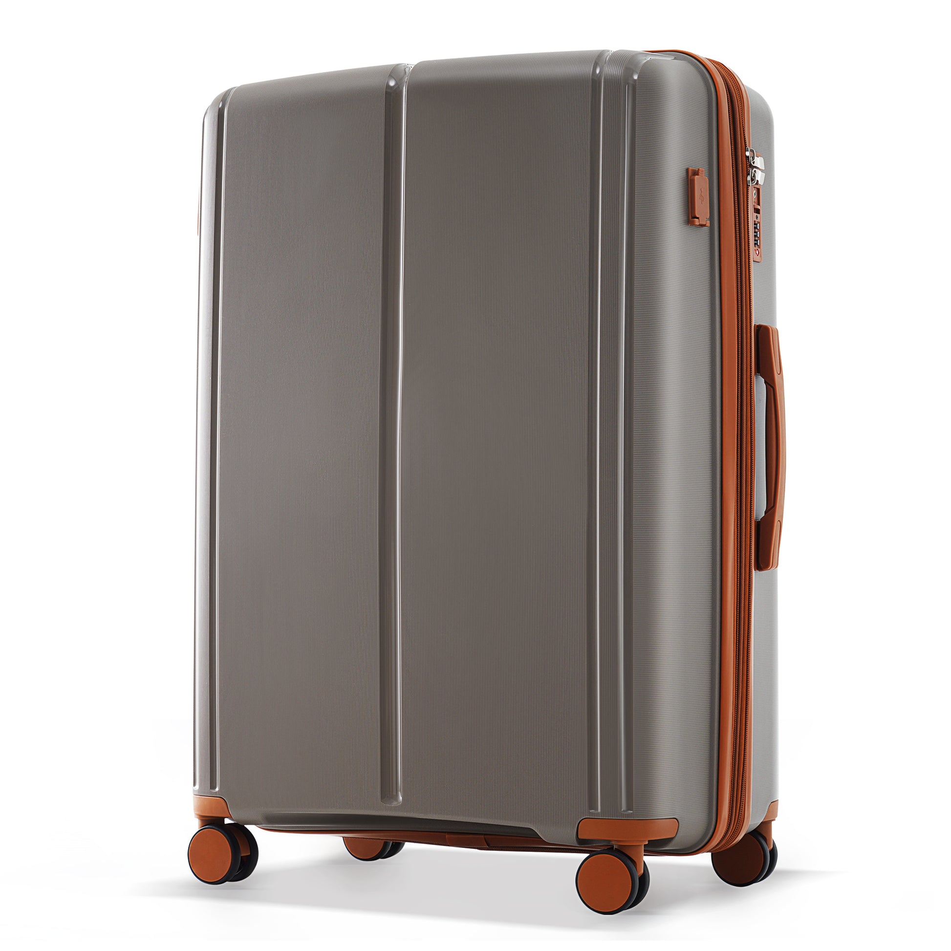 Luggage Sets 3 Piece Suitcase Set 20 24 28 With Usb Port,Carry On Luggage Airline Approved,Pp Lightweight Suitcase With Spinner Wheels, Brown Brown Polypropylene