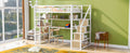 Twin Size Metal Loft Bed With Staircase, Built In Desk And Storage Shelves, White Box Spring Not Required Twin White Metal Bedroom Mdf Metal