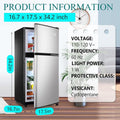 3.5Cu.Ft Compact Refrigerator Mini Fridge With Freezer, Small Refrigerator With 2 Door, 7 Level Thermostat Removable Shelves For Kitchen, Dorm, Apartment, Bar, Office Silver Ban On Silver Abs Steel Q235