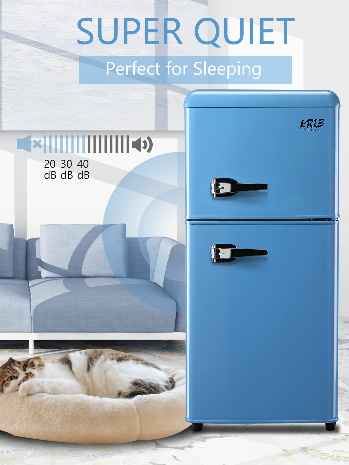 3.5 Cu.Ft Compact Refrigerator, Retro Mini Fridge With Freezer, Small Drink Chiller With 2 Door Adjustable Mechanical Thermostat For Home, Office,Dorm Or Rv Blue Blue Abs Steel Q235