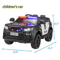 12V Kid Ride On Police Car With Parental Remote Control, Battery Powered Electric Truck With Siren, Flashing Lights,Music, Spring Suspension, Black Black Polypropylene