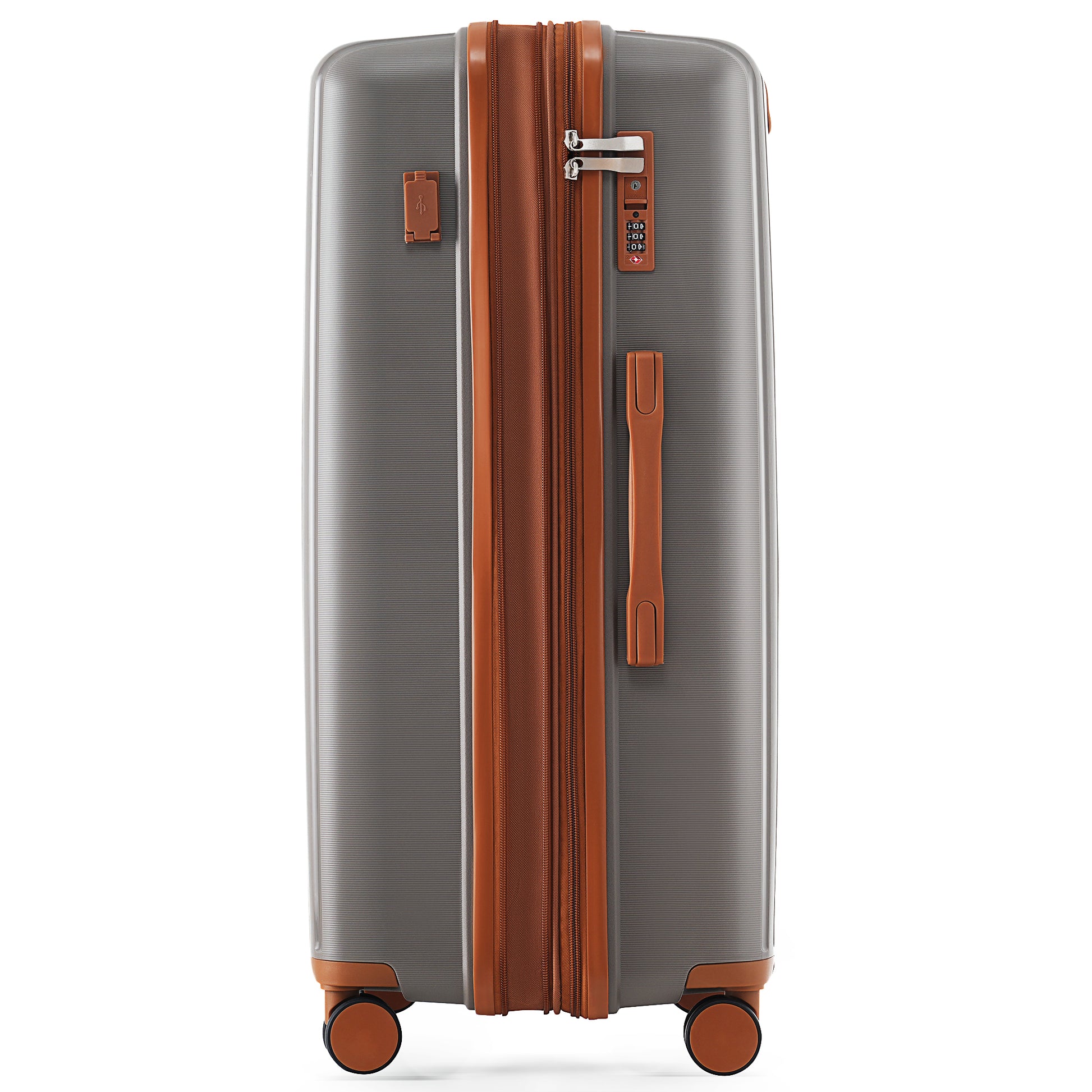 Luggage Sets 3 Piece Suitcase Set 20 24 28 With Usb Port,Carry On Luggage Airline Approved,Pp Lightweight Suitcase With Spinner Wheels, Brown Brown Polypropylene
