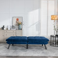 Navy Blue Convertible Folding Modern Sofa Bed White Wood Primary Living Space Light Duty Pine 2 Seat Navy Blue Velvet Medium Firm Pillow Back Modern Pillow Top Arms Foam Upholstered