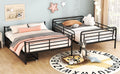 Full Xl Over Queen Metal Bunk Bed With 2 Drawers, Black Black Iron