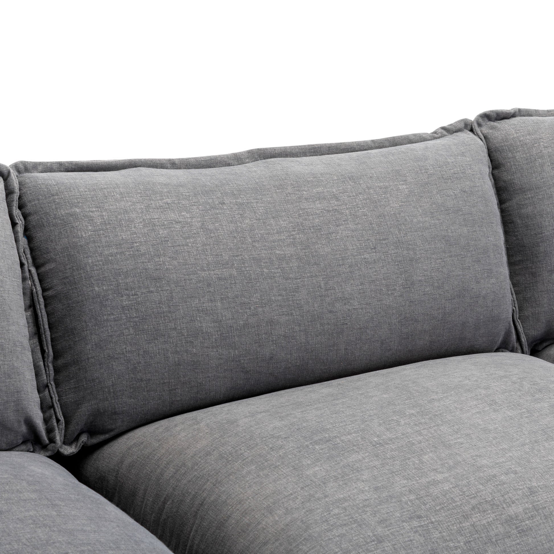 112.2" L Shape Chenille Upholstered Sofa For Living Room Modern Luxury Sofa Couch With Ottoman, 5 Pillows, Gray Gray Foam 4 Seat