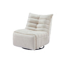 Lazy Chairrotatable Modern Lounge With A Side Pocket, Leisure Upholstered Sofa Chairreading Chair For Small Space Beige Velvet