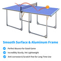 6Ft Mid Size Table Tennis Table Foldable & Portable Ping Pong Table Set For Indoor & Outdoor Games With Net, 2 Table Tennis Paddles And 3 Balls Blue Mdf