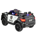 12V Kid Ride On Police Car With Parental Remote Control, Battery Powered Electric Truck With Siren, Flashing Lights,Music, Spring Suspension, Black Black Polypropylene