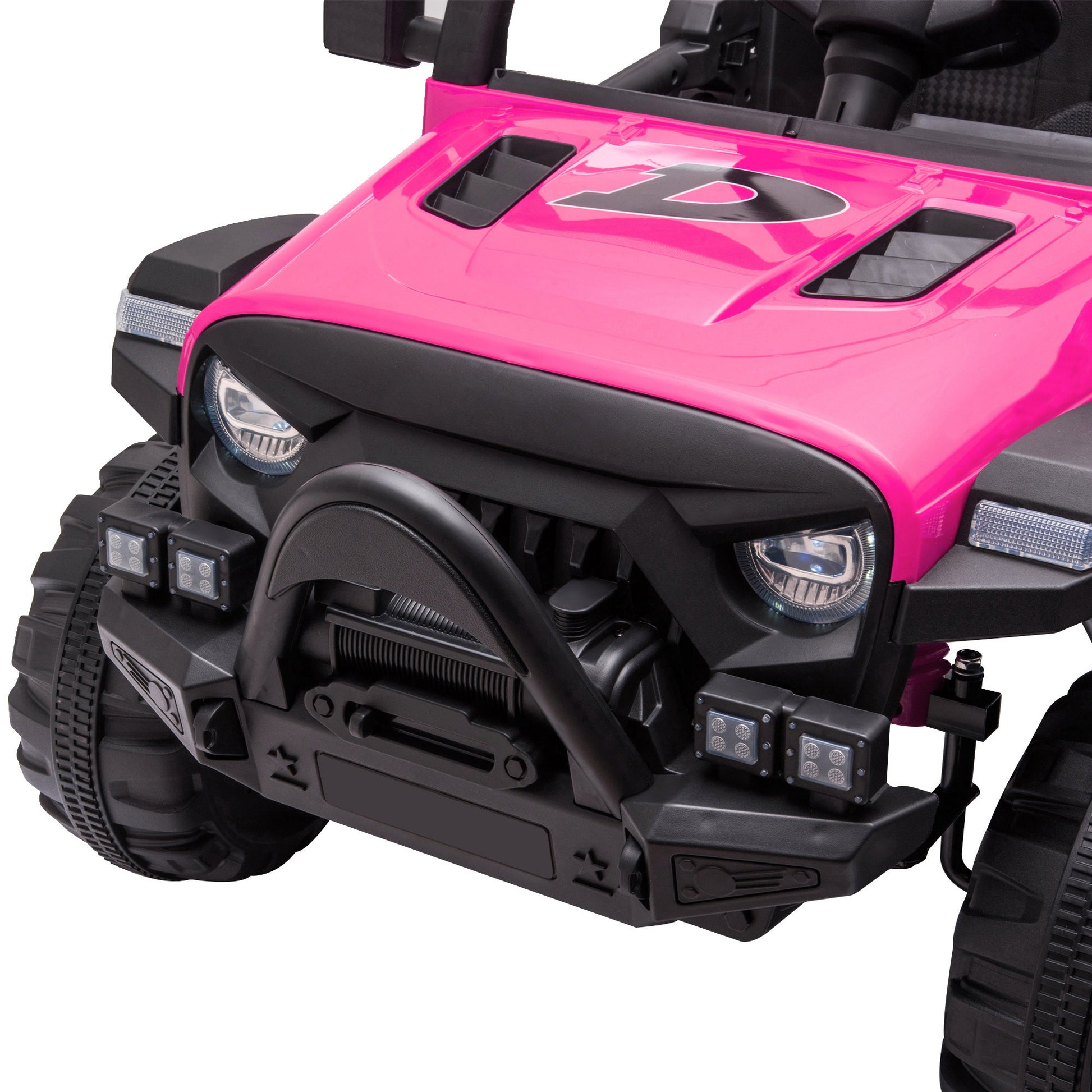 12V Electric Motorized Off Road Vehicle, 2.4G Remote Control Kids Ride On Car, Head Rear Lights, Music, Rear Spring Suspension,Rose Red Rose Polypropylene