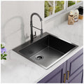 25X22Inch Gunmetal Black Topmount 304 Stainless Steel 18 Gauge Kitchen Sink Gunmetal Black Stainless Steel