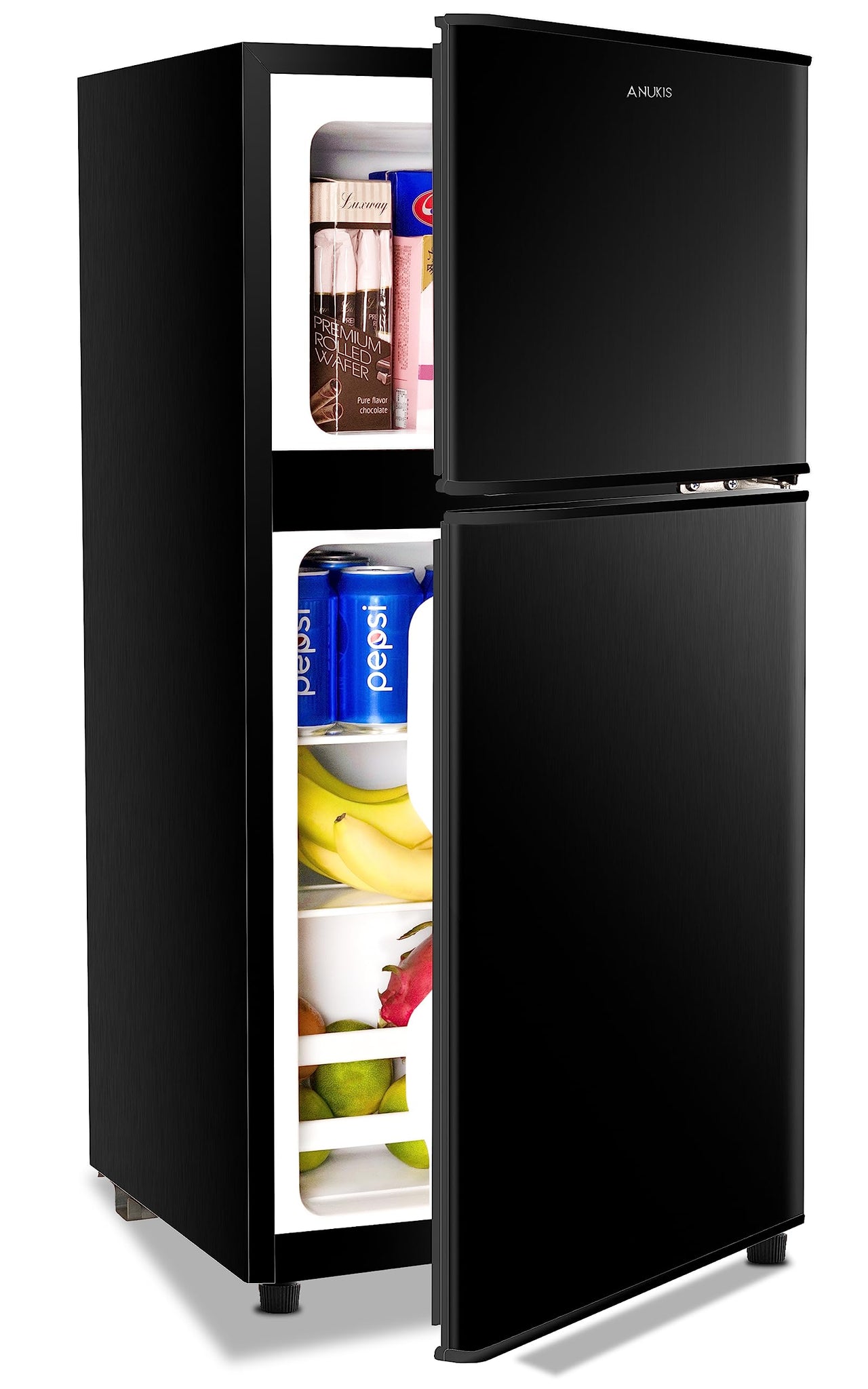 3.5Cu.Ft Compact Refrigerator Mini Fridge With Freezer, Small Refrigerator With 2 Door, 7 Level Thermostat Removable Shelves For Kitchen, Dorm, Apartment, Bar, Office Black Black Abs Steel Q235