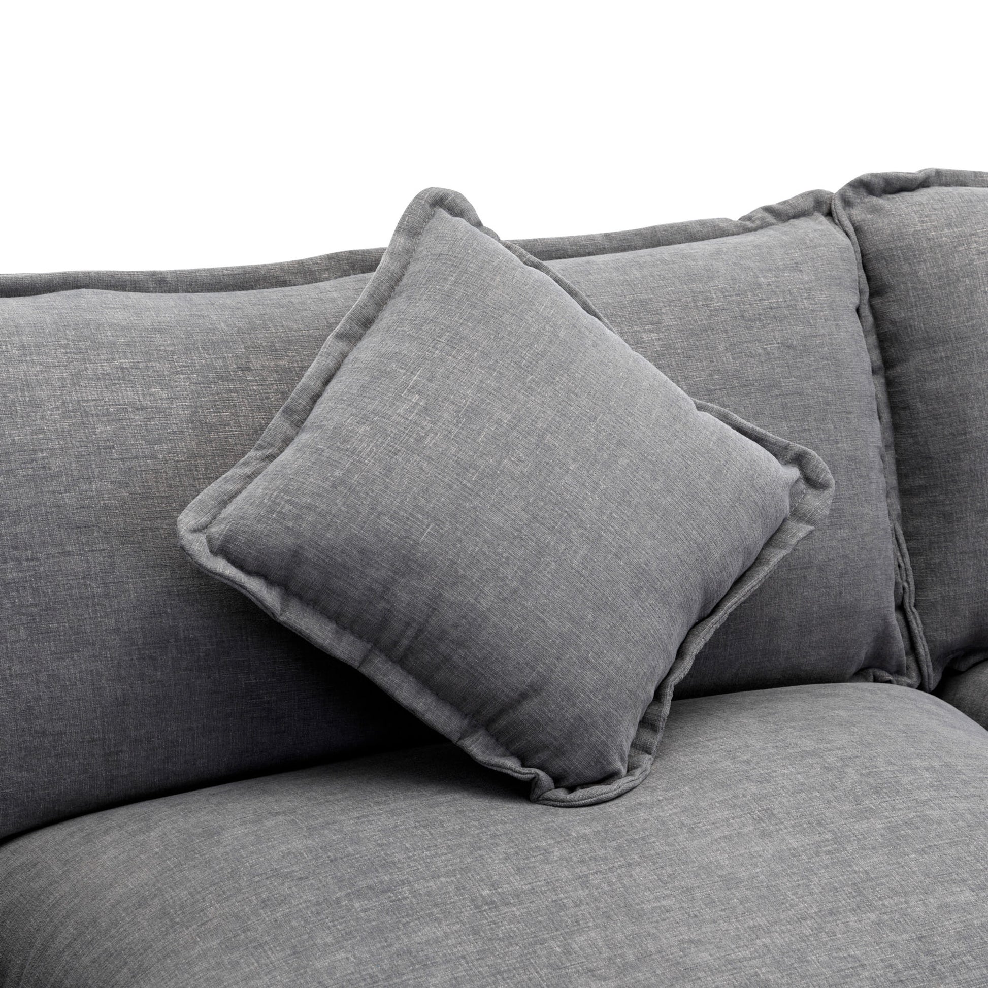 112.2" L Shape Chenille Upholstered Sofa For Living Room Modern Luxury Sofa Couch With Ottoman, 5 Pillows, Gray Gray Foam 4 Seat