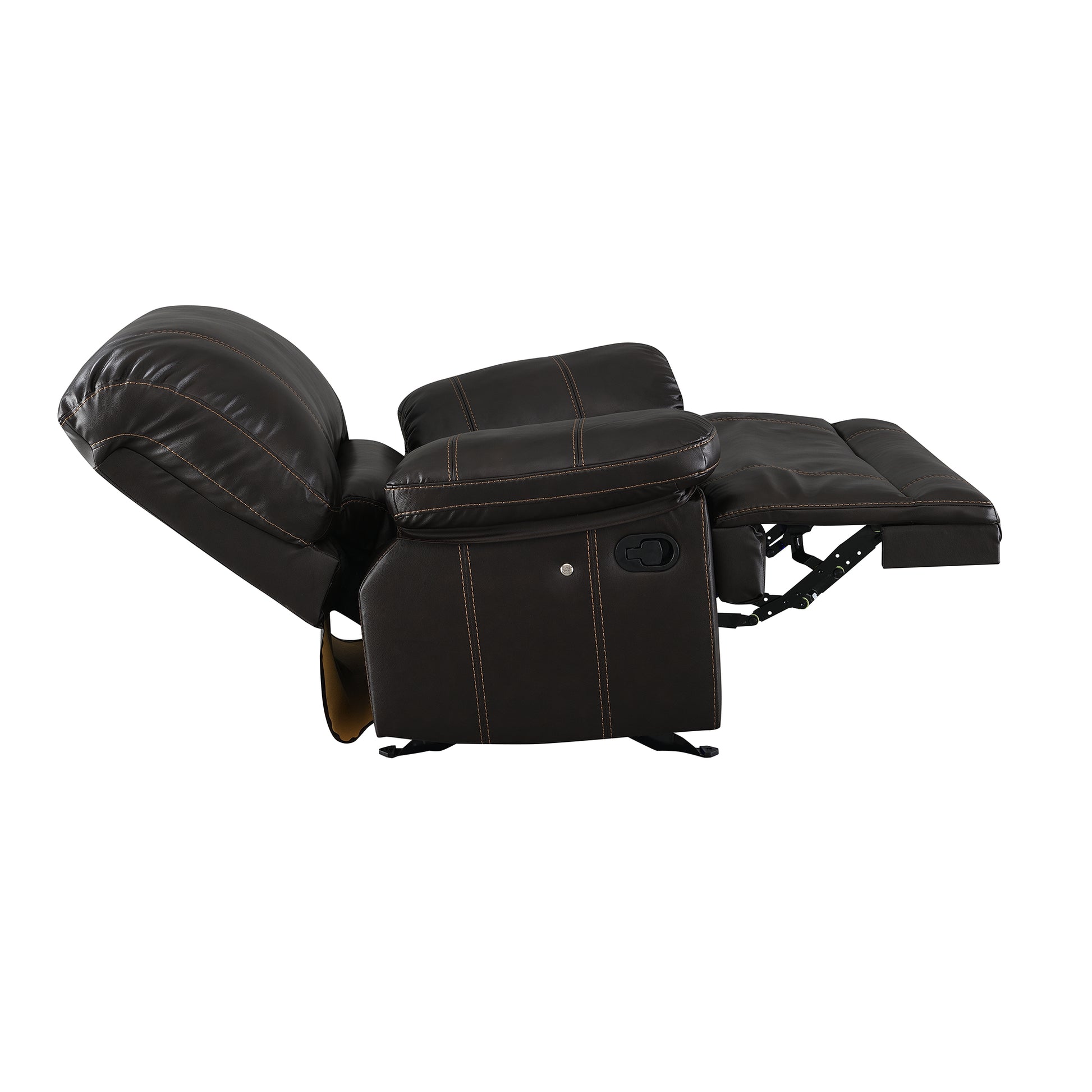 Recliner Chair Sofa Manual Reclining Home Seating Seats Movie Theater Chairs, Brown Brown Foam Faux Leather