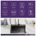 33X22 Inch Gunmetal Black Topmount 18 Gauge 304 Stainless Steel Kitchen Sink Gunmetal Black Stainless Steel