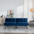 Navy Blue Convertible Folding Modern Sofa Bed White Wood Primary Living Space Light Duty Pine 2 Seat Navy Blue Velvet Medium Firm Pillow Back Modern Pillow Top Arms Foam Upholstered