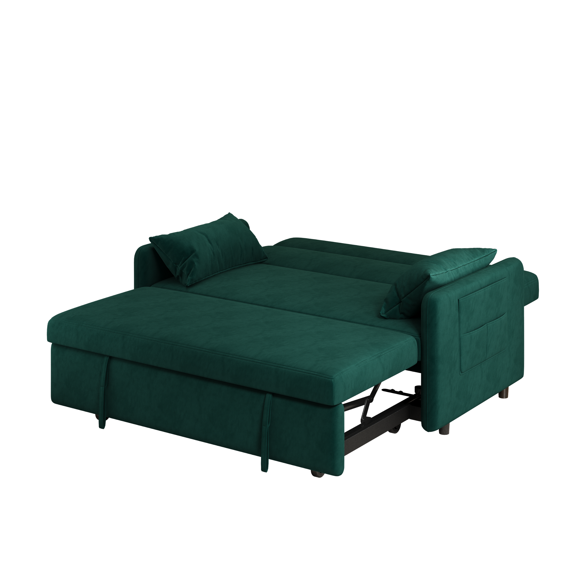 Sofa Pull Out Bed Included Two Pillows 54" Green Velvet Sofa For Small Spaces Green Altay Velvet