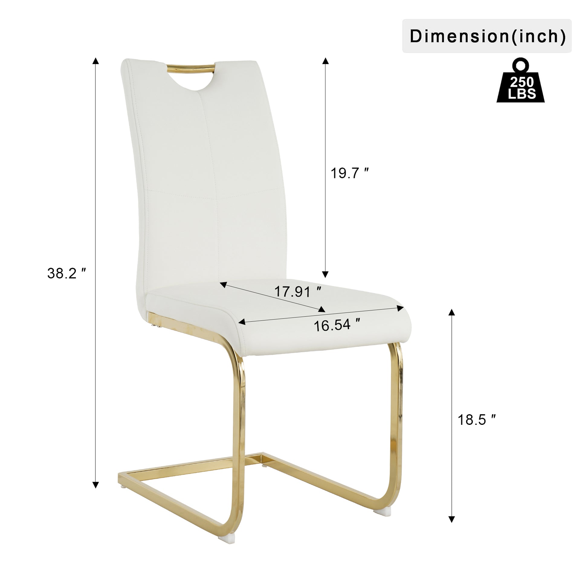 Modern Dining Chairs With Faux Leather Padded Seat Dining Living Room Chairs Upholstered Chair With Gold Metal Legs Design For Kitchen, Living, Bedroom, Dining Room Side Chairs Set Of 4 White Gold Metal