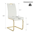 Modern Style Glass Dining Table, Elegant Transparent Design, Solid Support Base, White Dining Chair Set, Gold Plated Legs, Suitable For Restaurant Kitchen Use Set Of 5 White Gold Seats 4 Mdf Glass