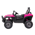 12V Electric Motorized Off Road Vehicle, 2.4G Remote Control Kids Ride On Car, Head Rear Lights, Music, Rear Spring Suspension,Rose Red Rose Polypropylene