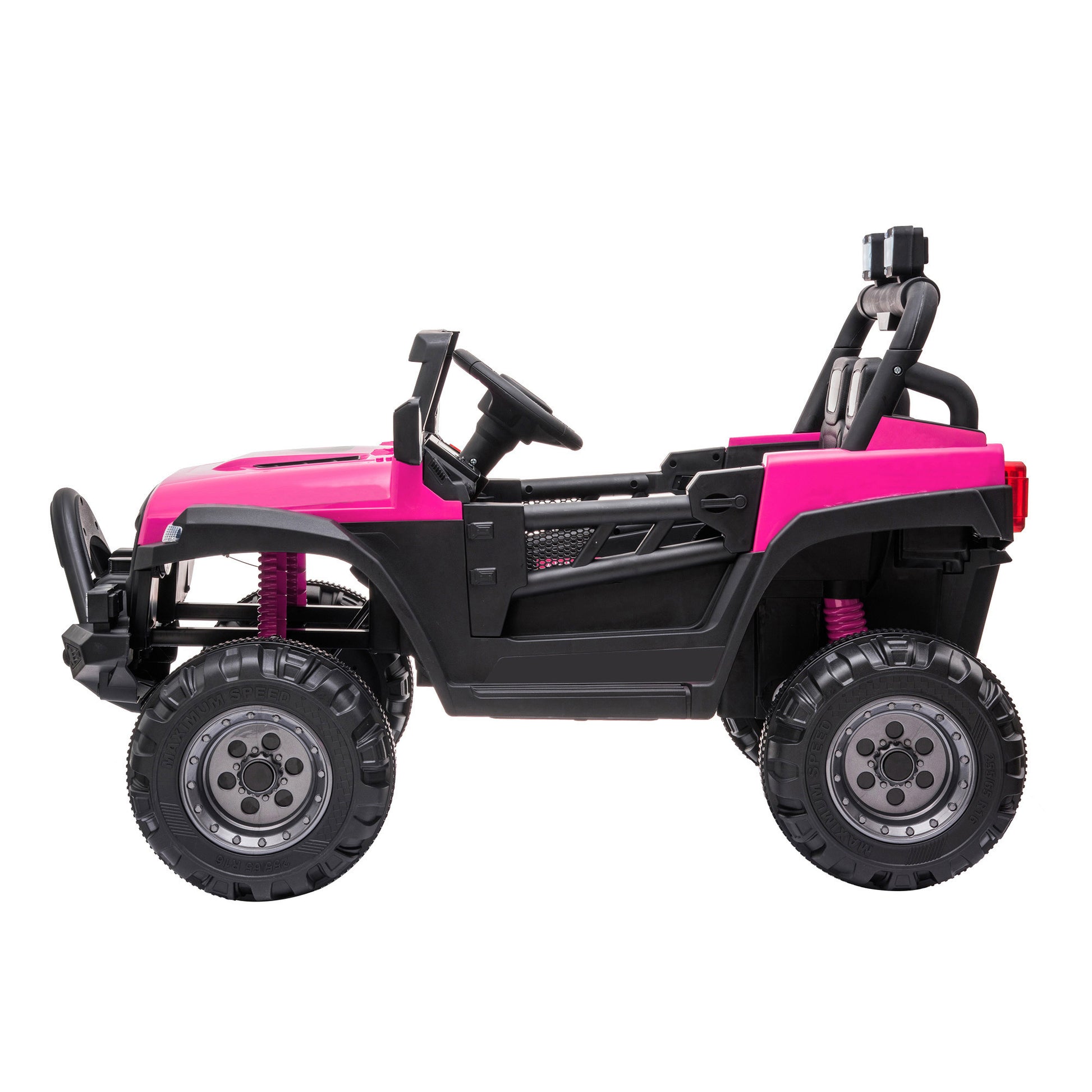 12V Electric Motorized Off Road Vehicle, 2.4G Remote Control Kids Ride On Car, Head Rear Lights, Music, Rear Spring Suspension,Rose Red Rose Polypropylene