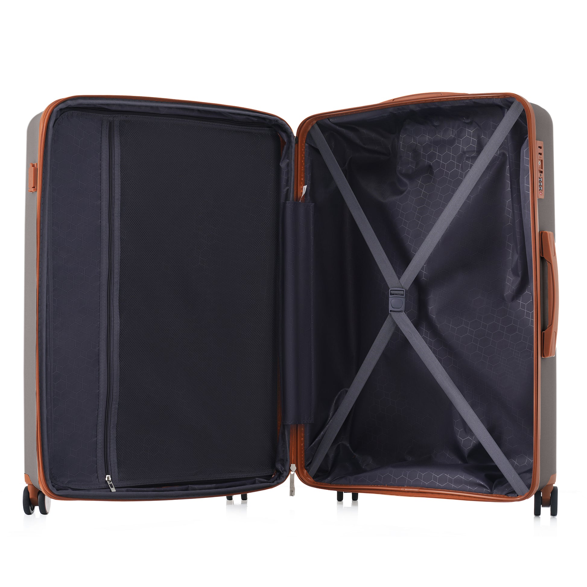 Luggage Sets 3 Piece Suitcase Set 20 24 28 With Usb Port,Carry On Luggage Airline Approved,Pp Lightweight Suitcase With Spinner Wheels, Brown Brown Polypropylene