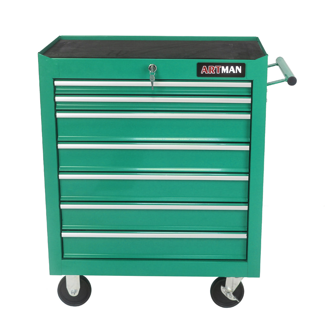 7 Drawers Multifunctional Tool Cart With Wheels Green Green Metal