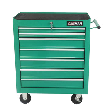 7 Drawers Multifunctional Tool Cart With Wheels Green Green Metal