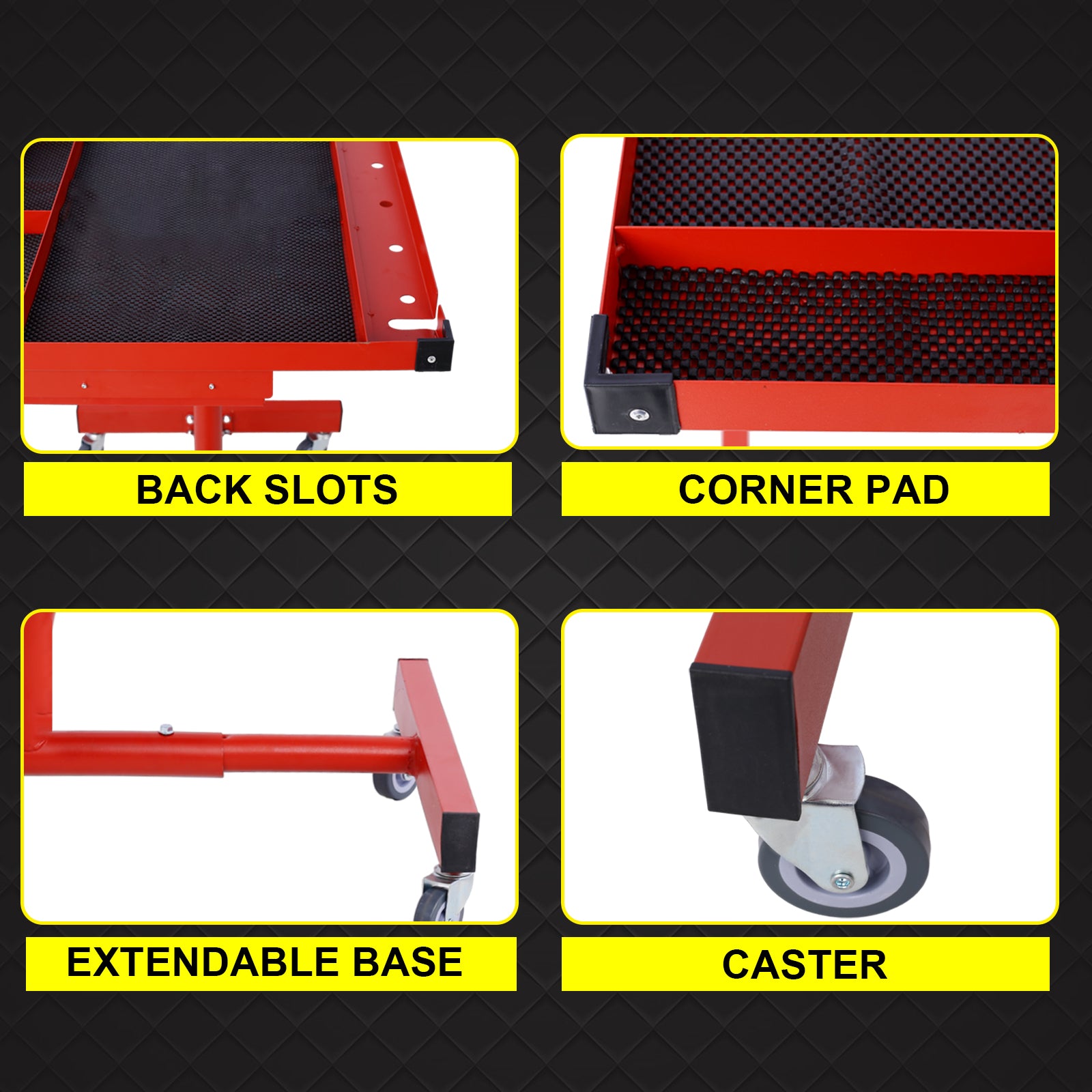Adjustable Tear Down Work Table With Drawer For Garages, Repair Shops, And Diy, Portable, 4 2.5" Swivel Casters, 220 Pound Capacity, Rubber Corners, Heavy Duty Steel,Red Red Metal