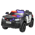 12V Kid Ride On Police Car With Parental Remote Control, Battery Powered Electric Truck With Siren, Flashing Lights,Music, Spring Suspension, Black Black Polypropylene