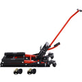 Hydraulic Motorcycle Lift Jack, 1500 Lbs Capacity Atv Scissor Lift Jack, Portable Motorcycle Lift Table With 4 Wheels, Hydraulic Foot Operated Hoist Stand For Motorcycle Atv Utv With Tie Down Black Red Steel