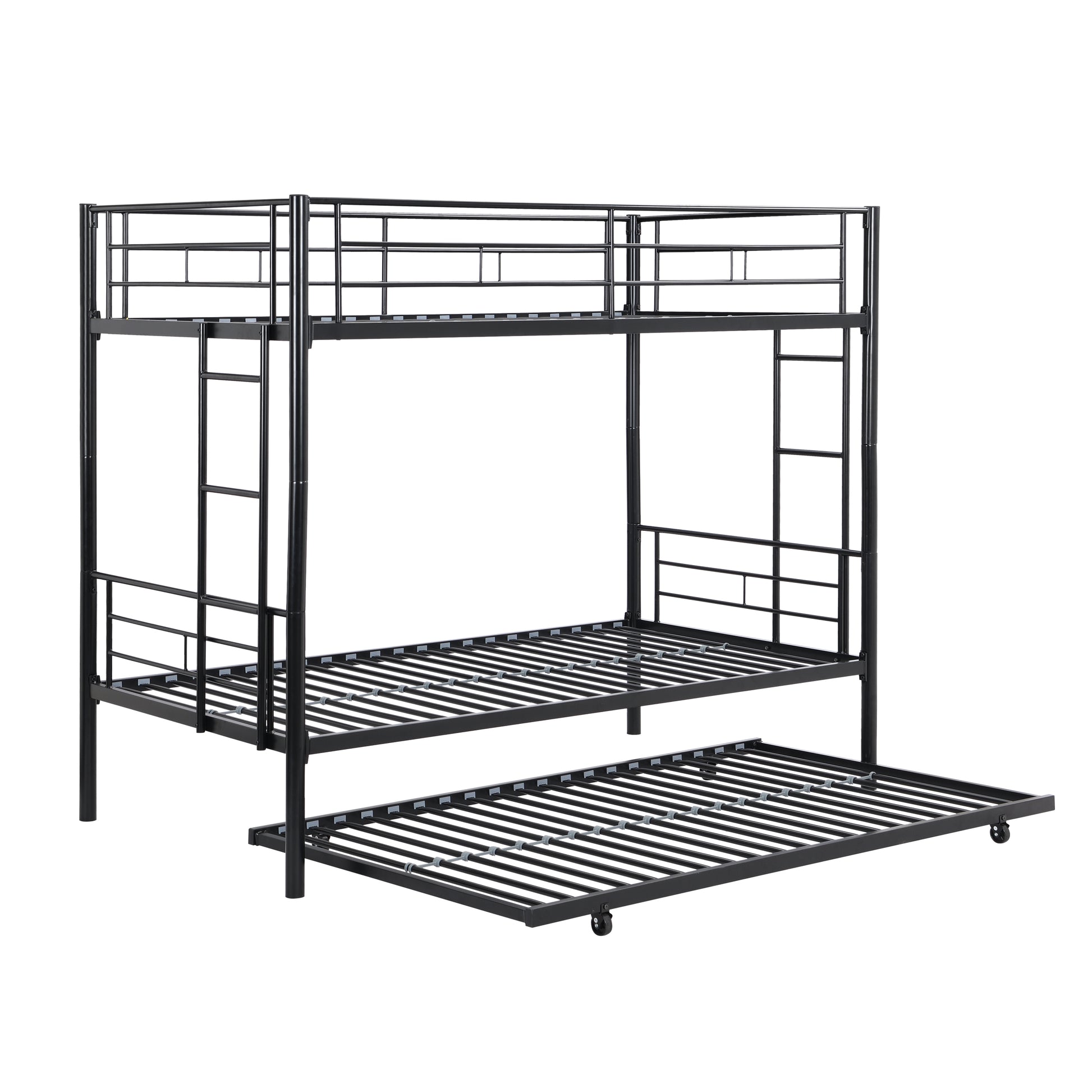 Metal Bunk Bed With Trundle Black Black Metal