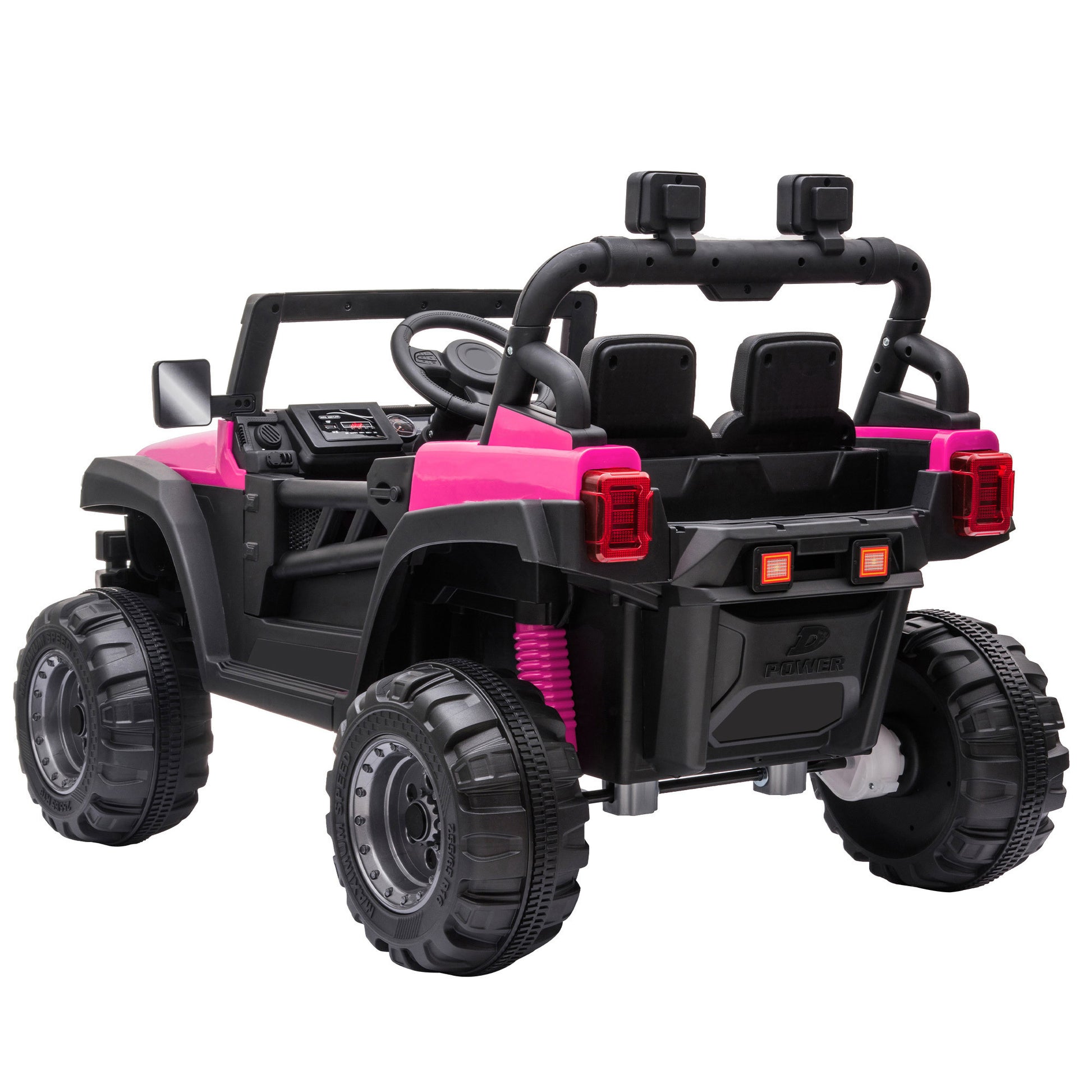 12V Electric Motorized Off Road Vehicle, 2.4G Remote Control Kids Ride On Car, Head Rear Lights, Music, Rear Spring Suspension,Rose Red Rose Polypropylene