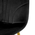 Modern Simple Light Luxury Dining Black Chair Home Bedroom Stool Back Dressing Chair Student Desk Chair Gold Metal Legs Set Of 4 Black Metal