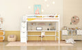 Full Size Loft Bed With Built In Desk, Bookshelves And Storage Staircase,White Full White American Design Pine
