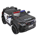 12V Kid Ride On Police Car With Parental Remote Control, Battery Powered Electric Truck With Siren, Flashing Lights,Music, Spring Suspension, Black Black Polypropylene