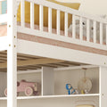 Full Size Loft Bed With Built In Desk, Bookshelves And Storage Staircase,White Old Sku:W504S00110 Full White Pine
