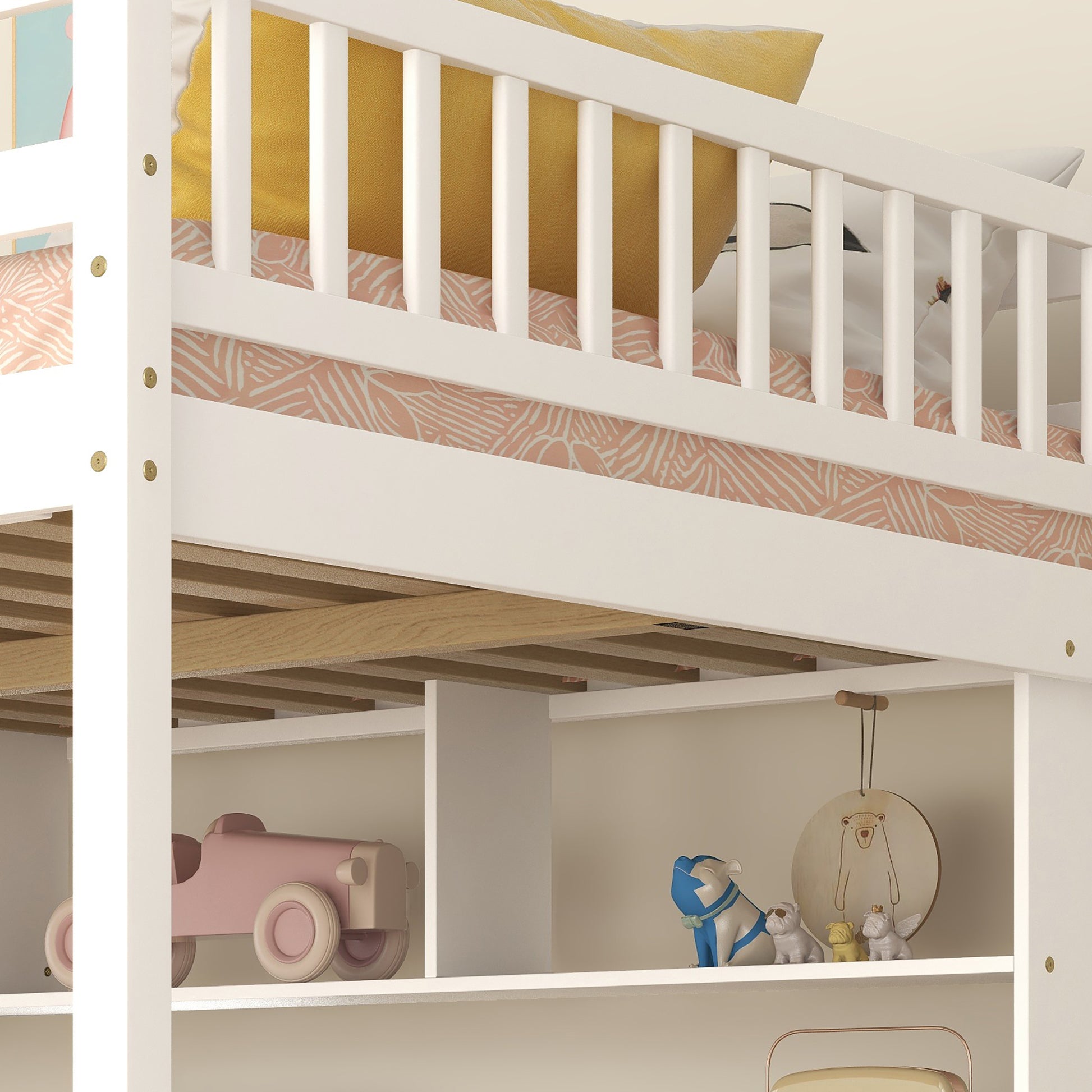 Full Size Loft Bed With Built In Desk, Bookshelves And Storage Staircase,White Old Sku:W504S00110 Full White Pine