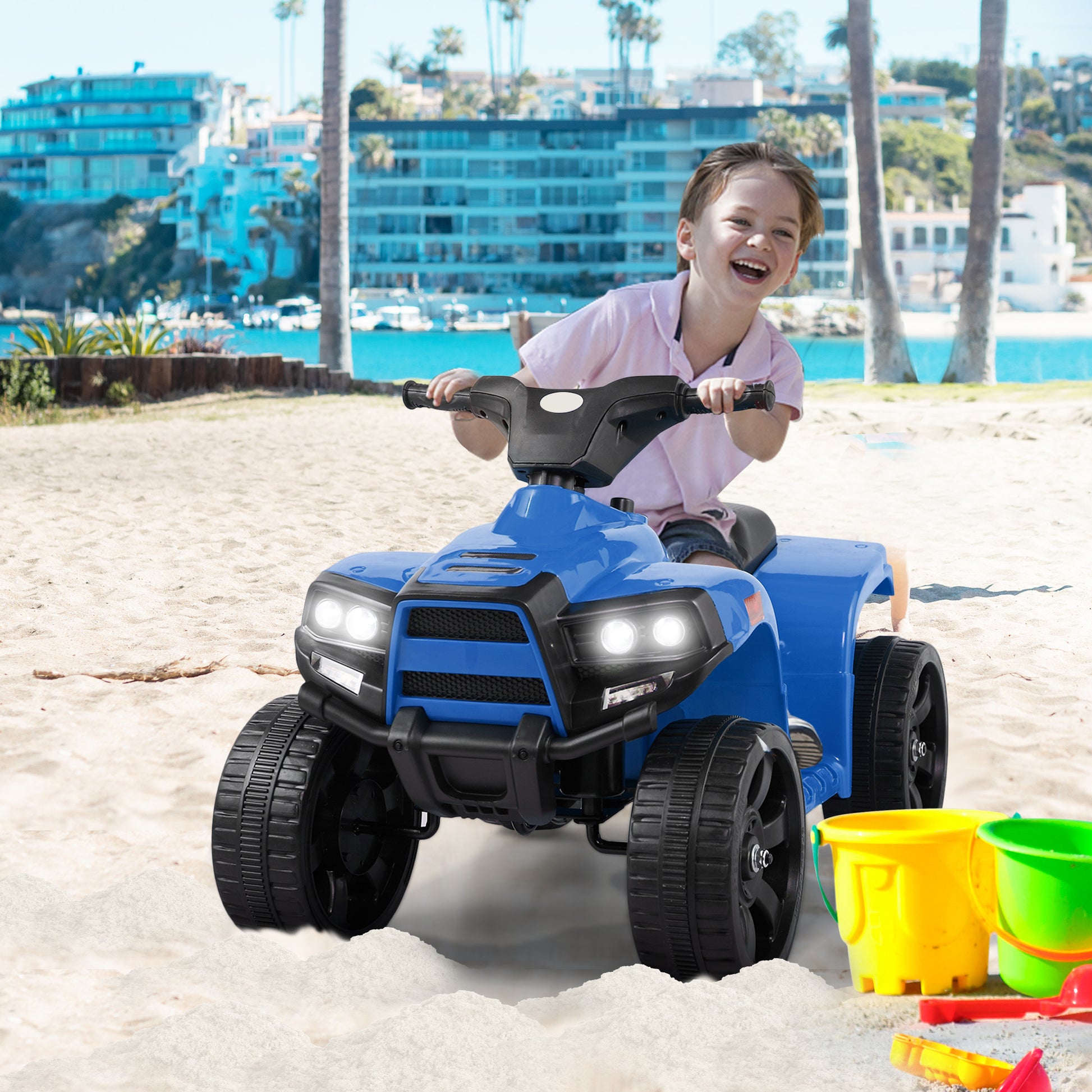 Kids Electric Atv Quad Ride On Car Toy Blue Blue Polypropylene