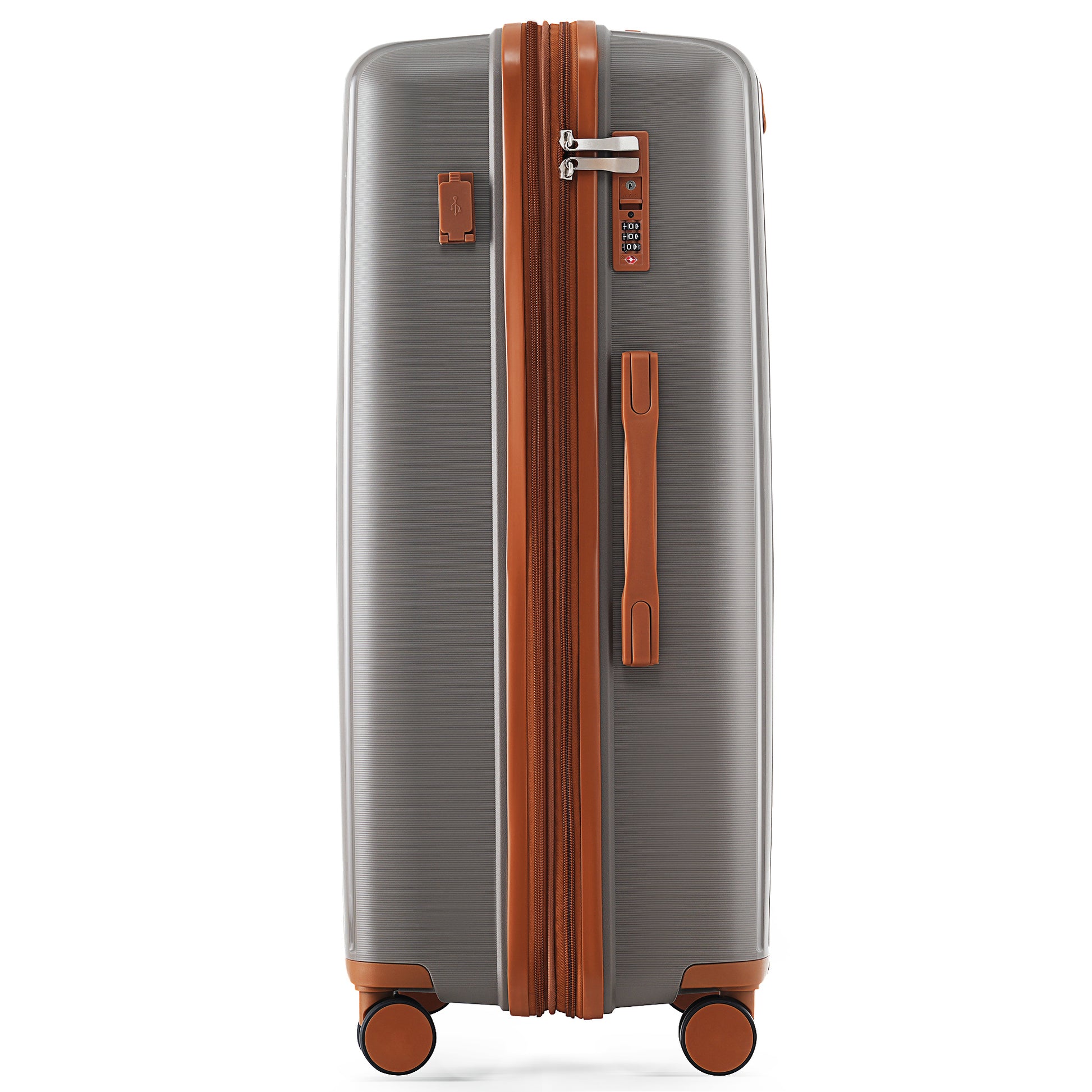 Luggage Sets 3 Piece Suitcase Set 20 24 28 With Usb Port,Carry On Luggage Airline Approved,Pp Lightweight Suitcase With Spinner Wheels, Brown Brown Polypropylene