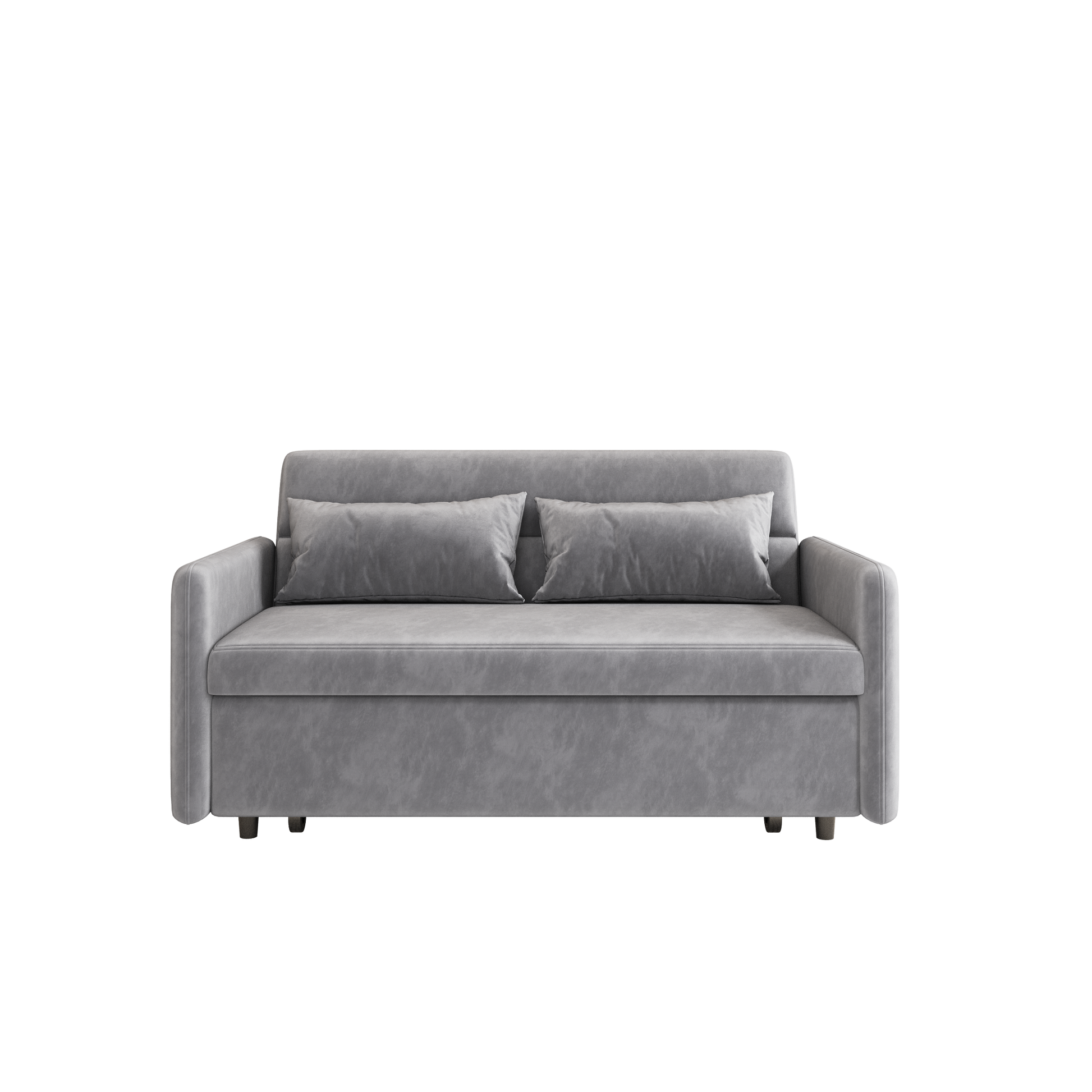 Sofa Pull Out Bed Included Two Pillows 54" Grey Velvet Sofa For Small Spaces Gray Altay Velvet