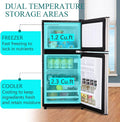 3.5Cu.Ft Compact Refrigerator Mini Fridge With Freezer, Small Refrigerator With 2 Door, 7 Level Thermostat Removable Shelves For Kitchen, Dorm, Apartment, Bar, Office Silver Ban On Silver Abs Steel Q235